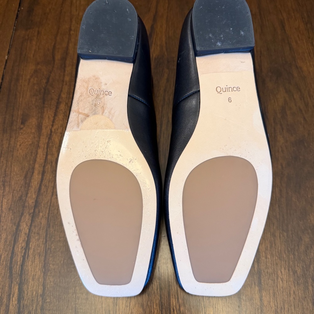 Quince Women's Italian Leather Black Strappy Ballet Flat Shoes, Size 6 - Picture 7 of 9
